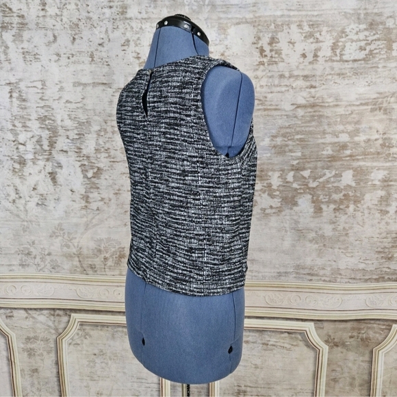 Banana Republic Small Shell Tank Top Black White Blouse Office Career Tweed S - Picture 7 of 9